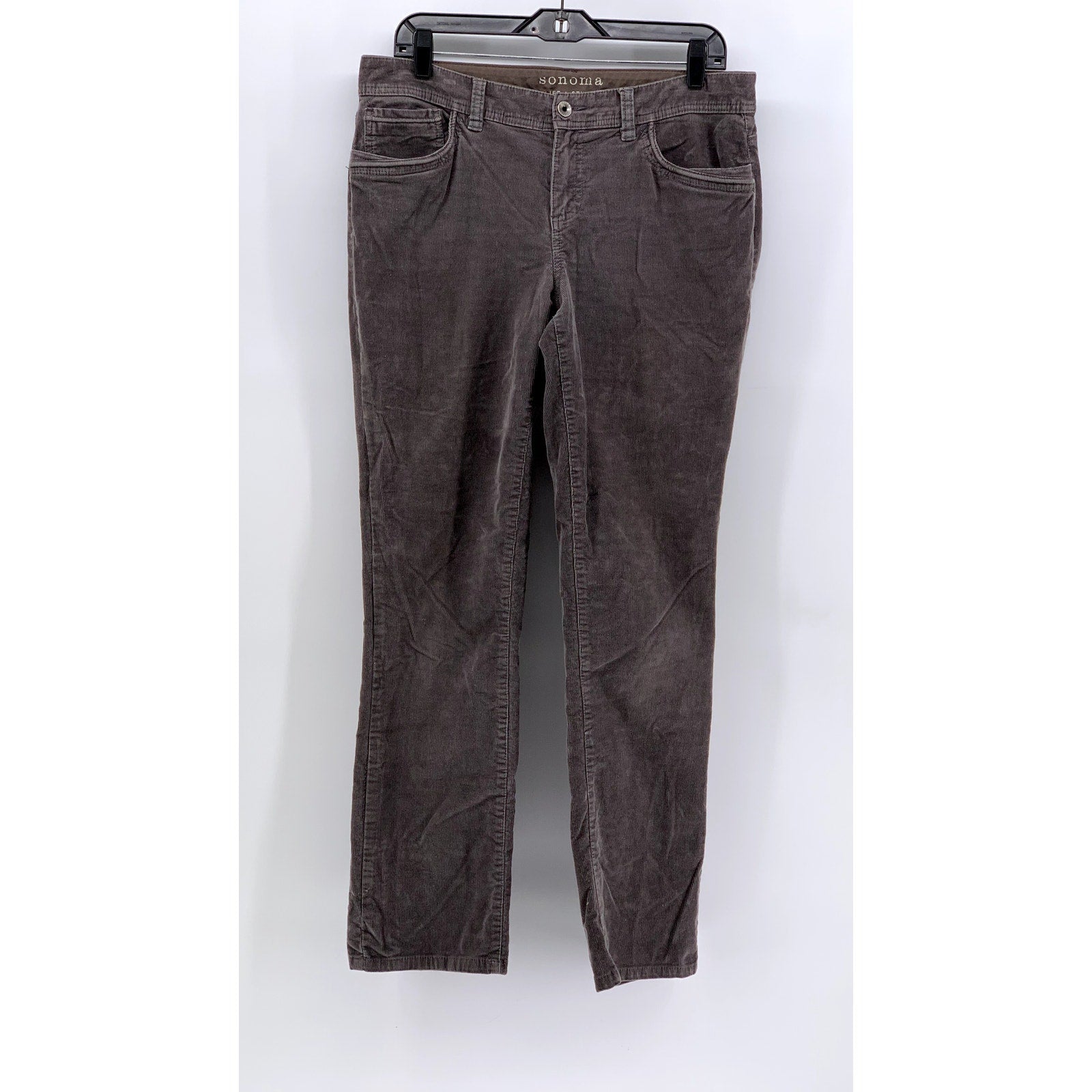 SONOMA LIFE+STYLE Women's Gray Corduroy Straight Leg Modern Fit Pants SZ 10