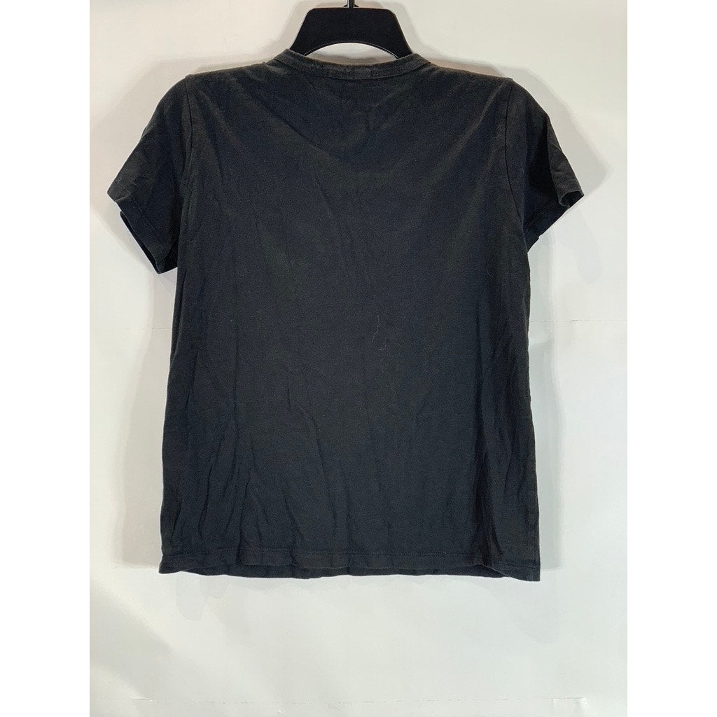 MARINE LAYER Women's Black Solid Classic Crewneck Short Sleeve Top SZ M