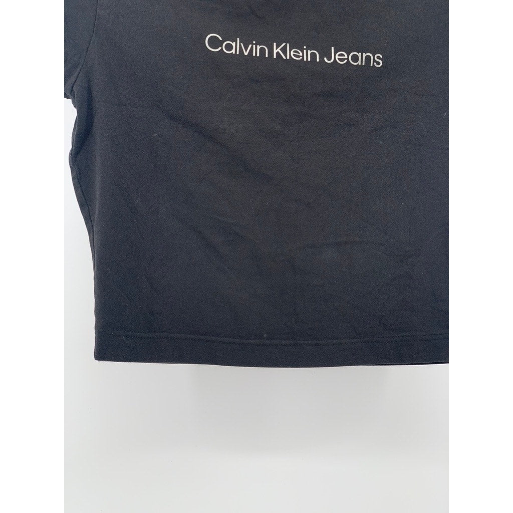 CALVIN KLEIN JEANS Women's Black Logo Institutional Baby T-Shirt SZ S