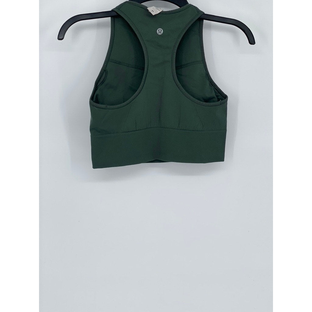 LULULEMON Women's Dark Green Crewneck Racerback Padded Activewear Tank Top SZ 8