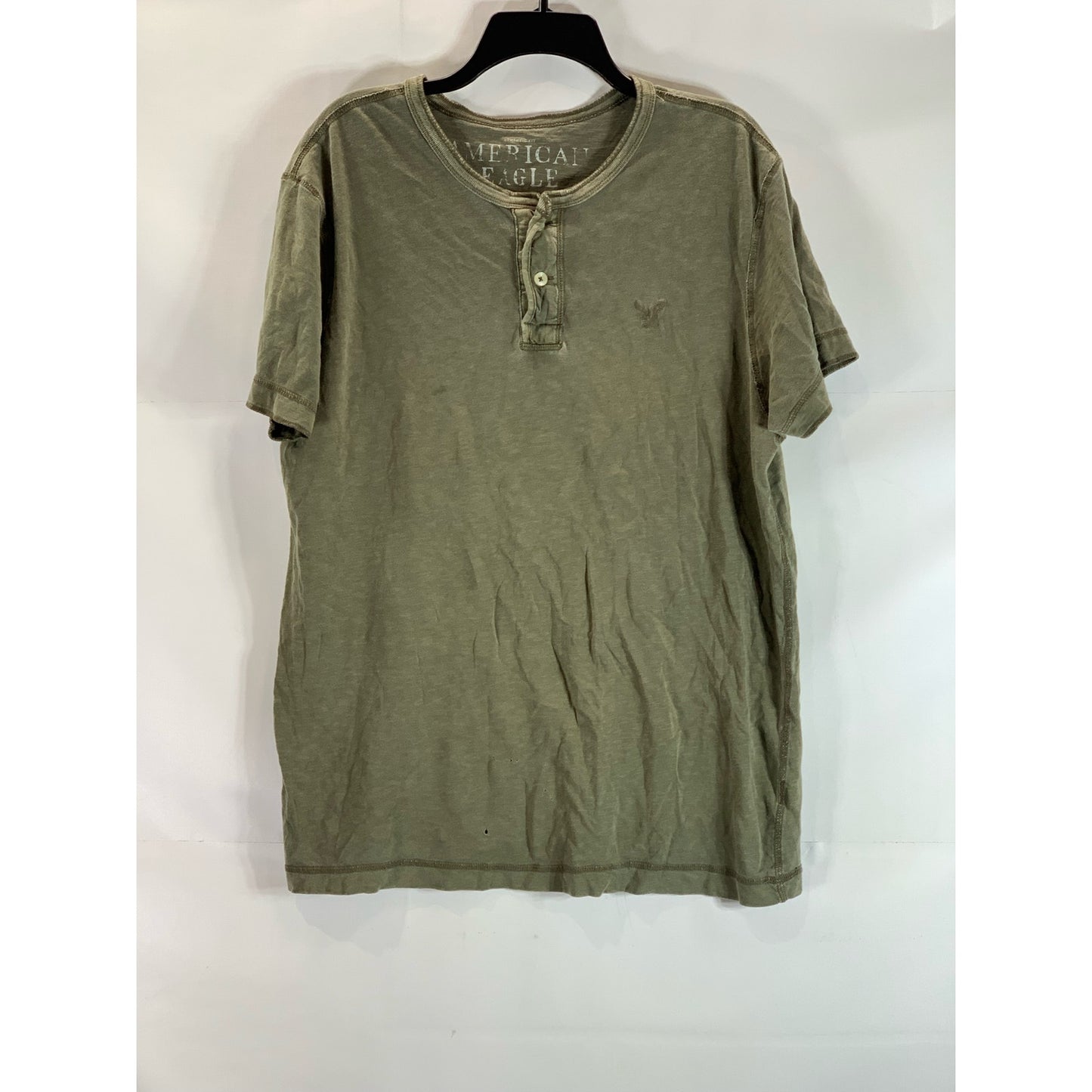 AMERICAN EAGLE Outfitters Men's Army Green Athletic-Fit Henley Shirt SZ XL