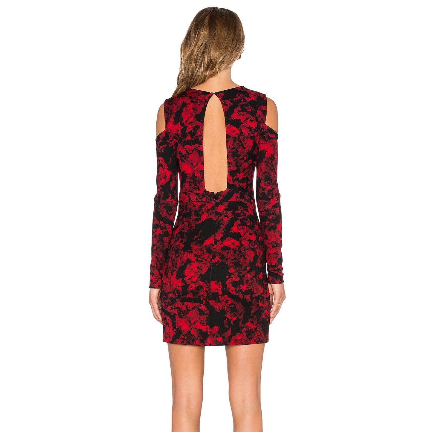 PARKER Women's Poinsettia Garland Cutout-Shoulder Long Sleeve Duffy Dress SZ XS