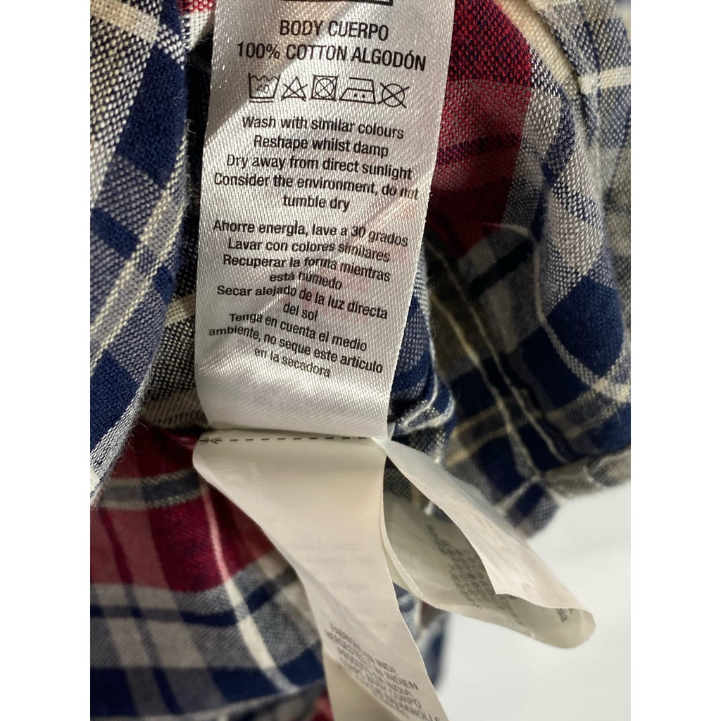 TOPMAN Men's Multicolor Plaid Button-Up Regular-Fit Long Sleeve Shirt SZ S