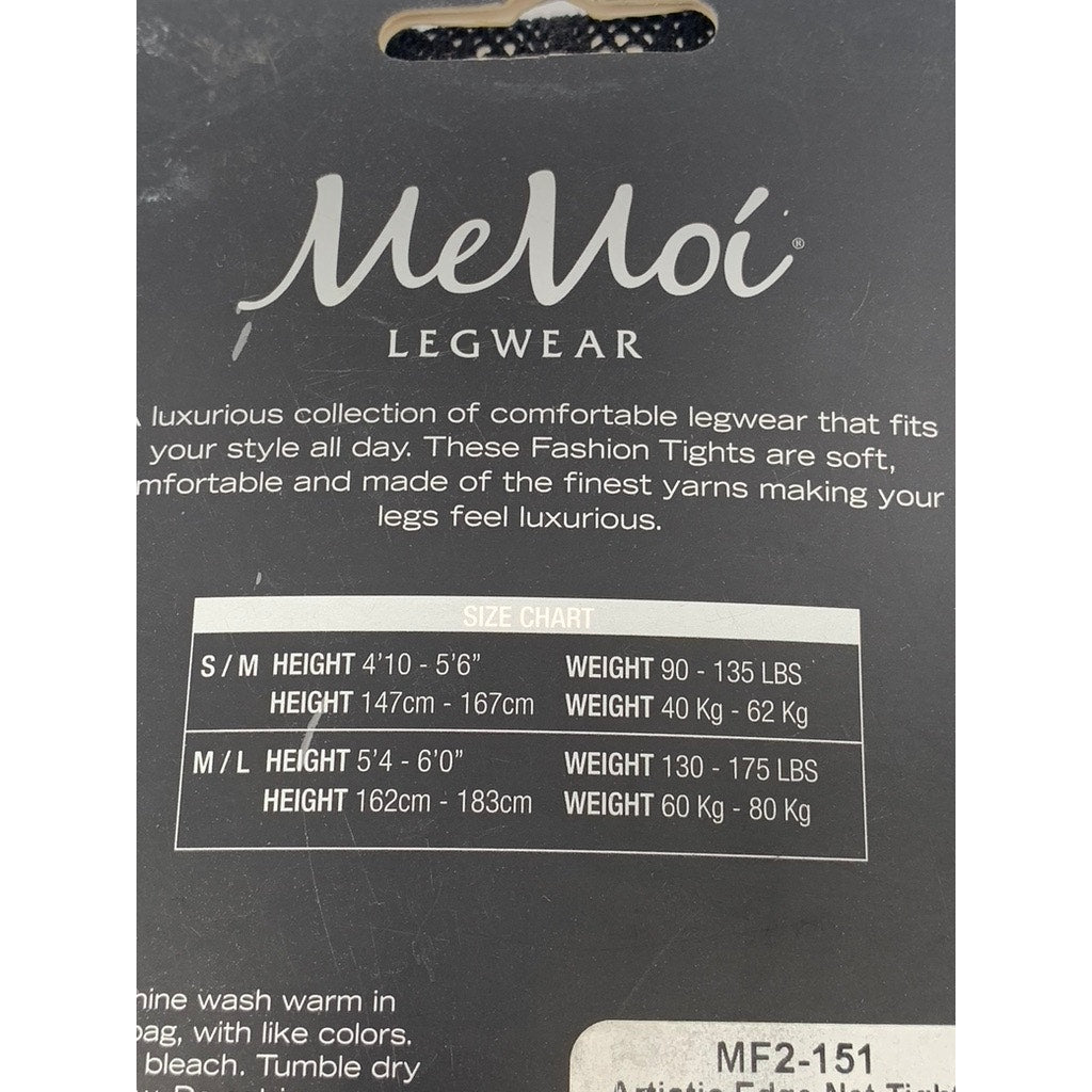 MEMOI Women's Black Artistic Edge Cutout Stretch Pull-On Fashion Tights SZ S/M