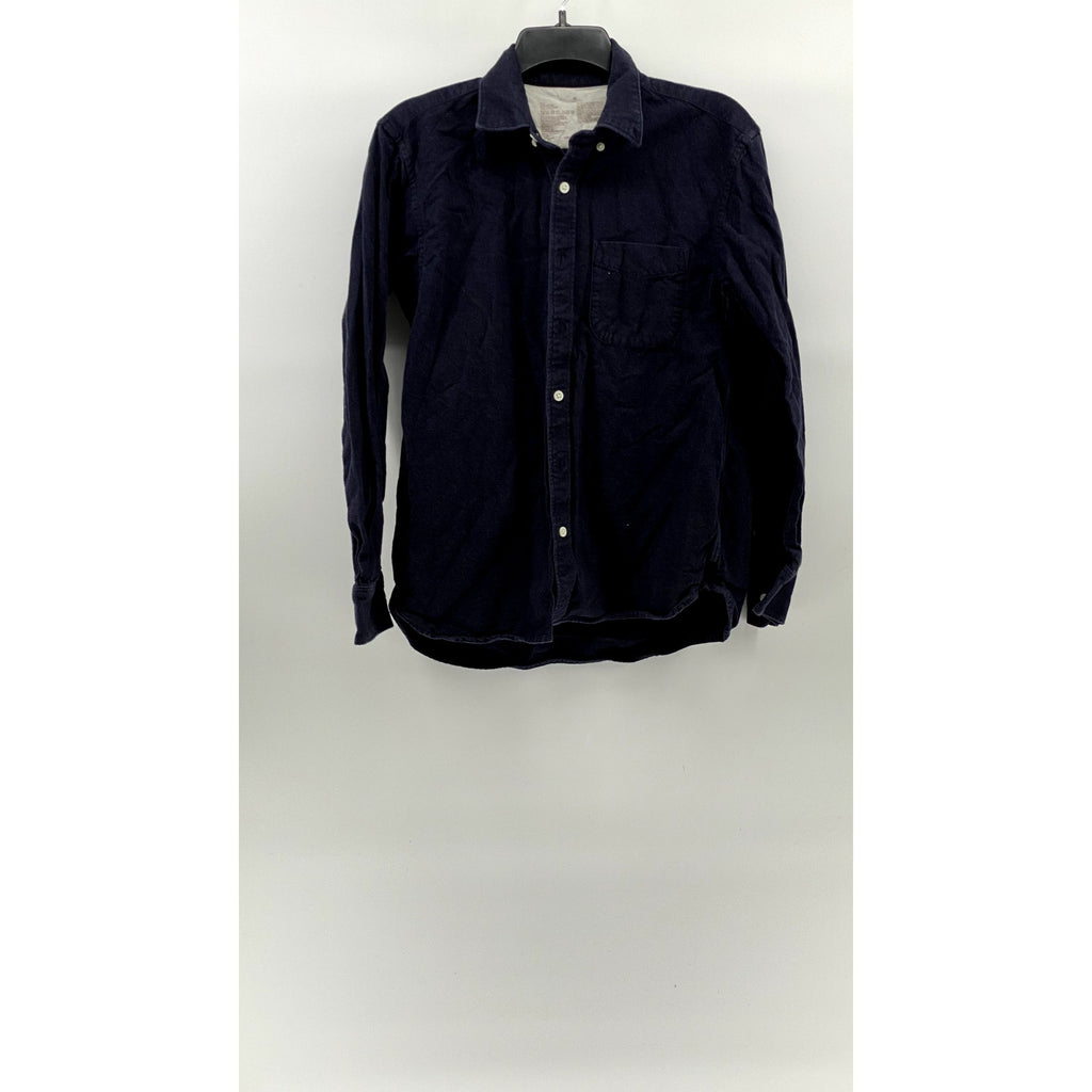 UNBRANDED Men's Navy Solid Regular-Fit Button-Up Long Sleeve Shirt SZ M