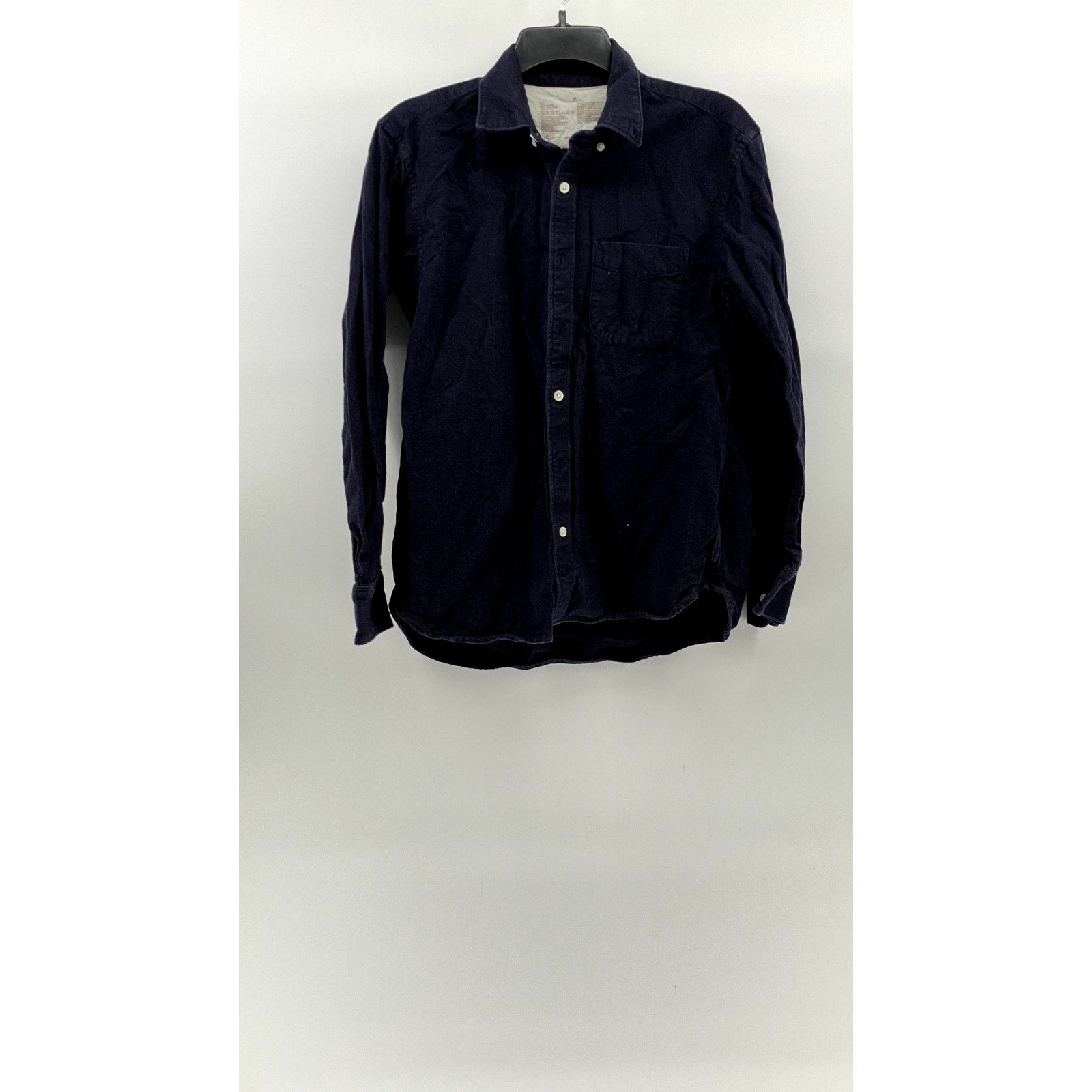 UNBRANDED Men's Navy Solid Regular-Fit Button-Up Long Sleeve Shirt SZ M