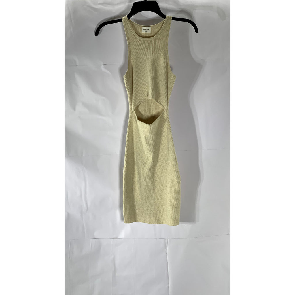 WILFRED FREE Women's Beige Cut-Out Crewneck Rib Knit Mini Tank Dress SZ XS