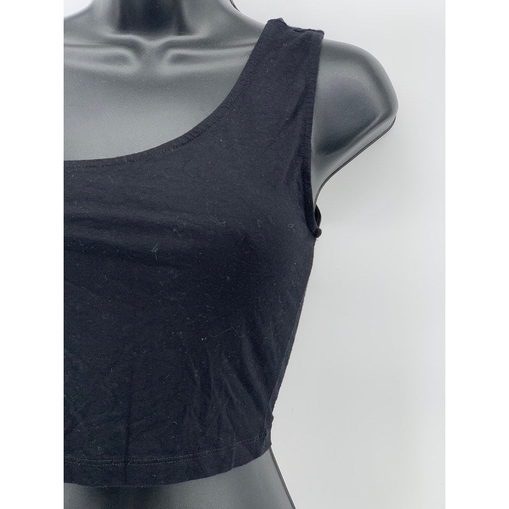 ASOS Women's Black Solid One Shoulder Casual Sleeveless Cropped Top SZ 4