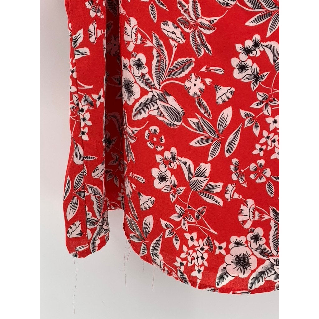 PARAPHRASE Women's Red Floral Cold-Shoulder Top SZ L