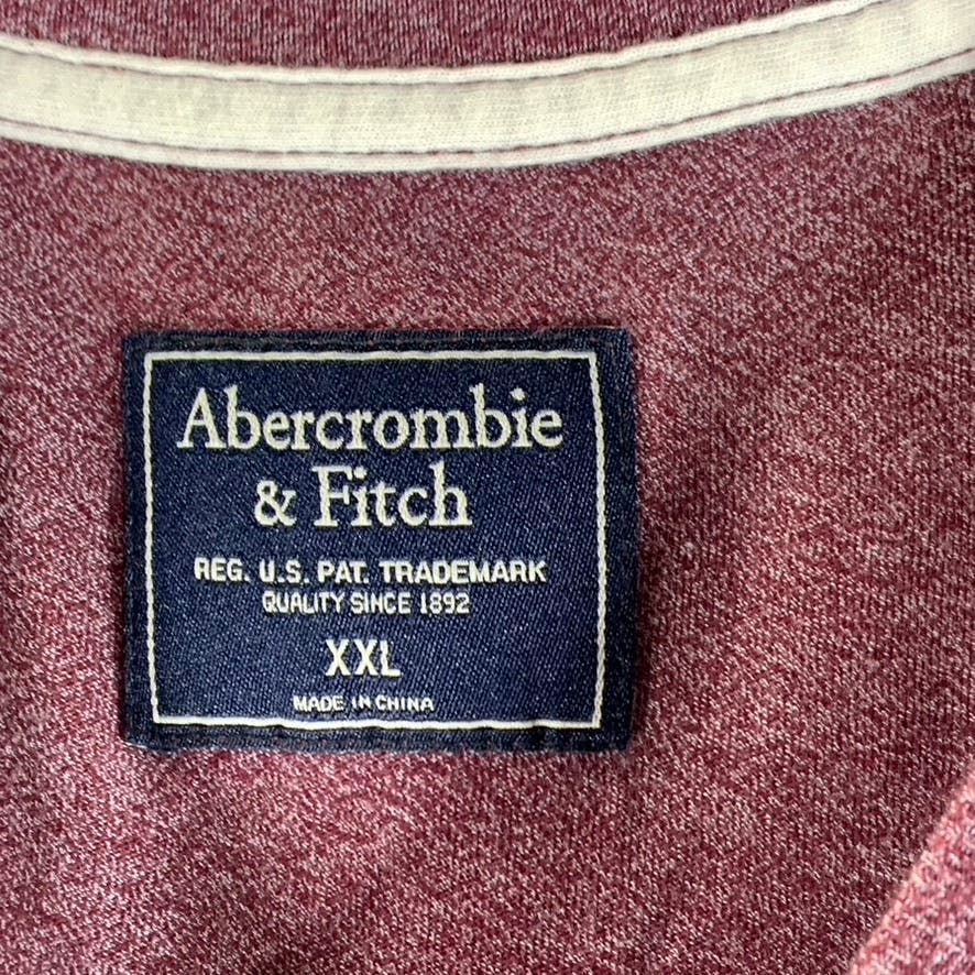 ABERCROMBIE & FITCH Men's Red Heather Crewneck Cotton-Blend T-Shirt SZ 2XL