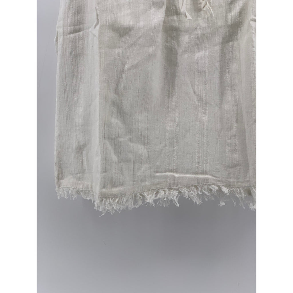 LUCKY BRAND Women's Ivory Knit Boho Ribbon V-Neck Tunic Top SZ M