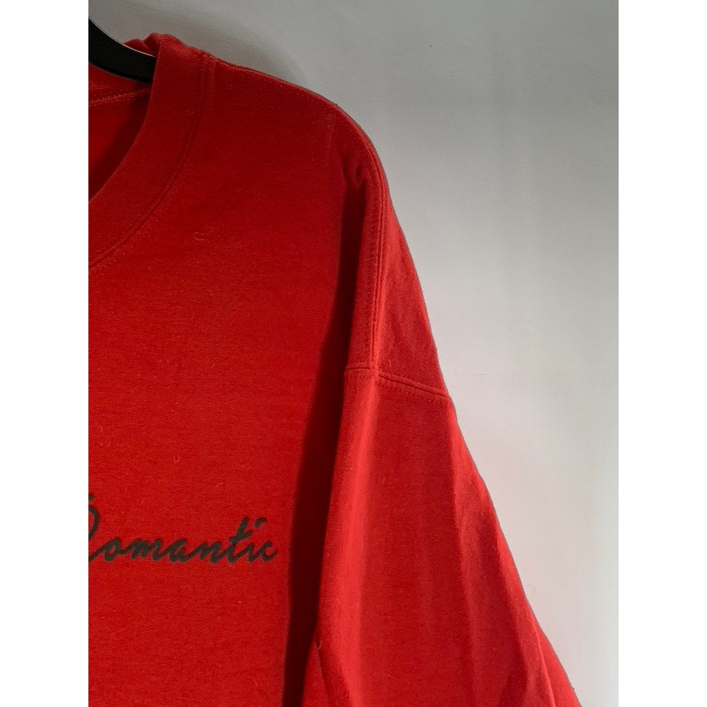 TOPMAN Women's Red Romantic Graphic Crewneck Pullover Sweatshirt SZ L
