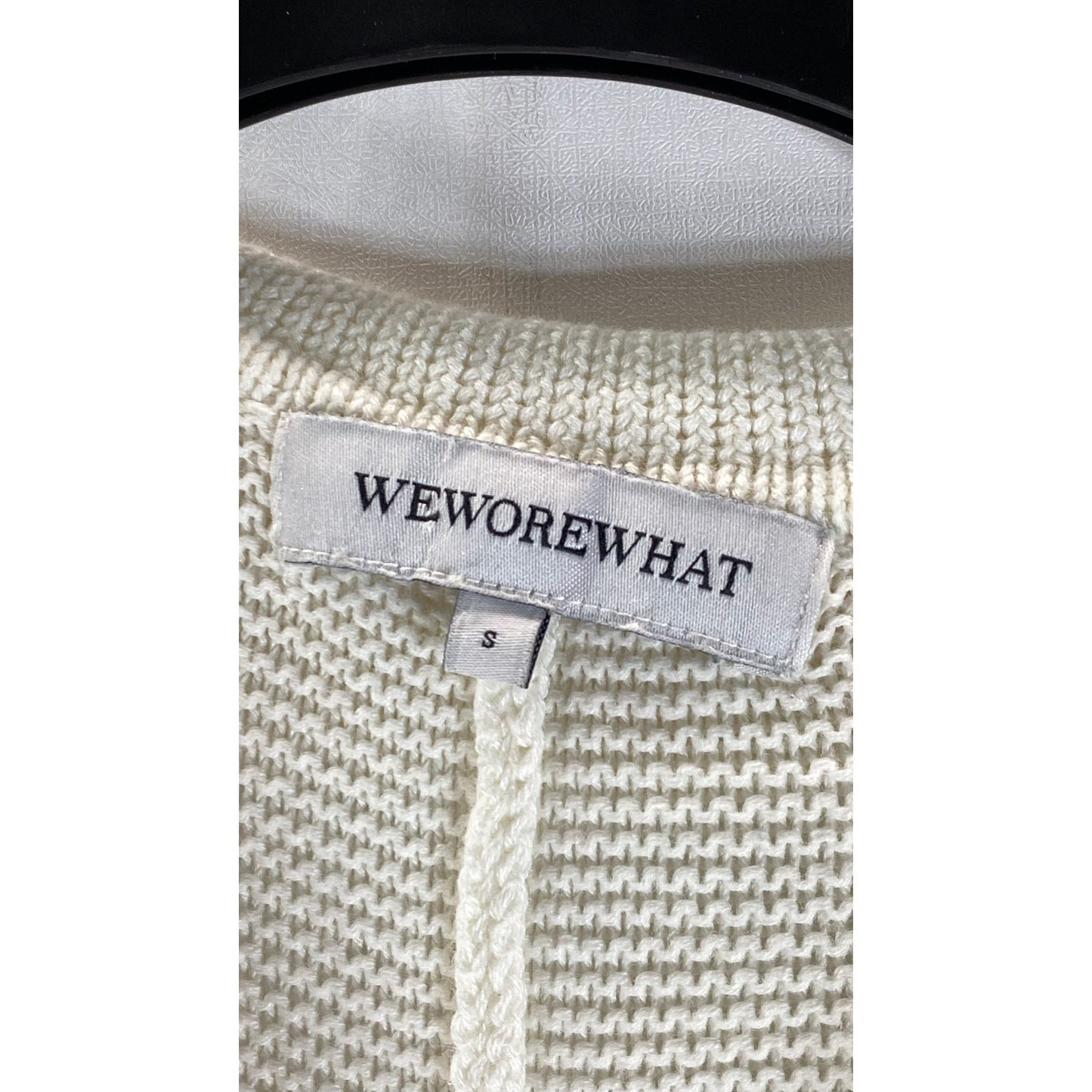 WEWOREWHAT Women's Beige Rib Knit Henley Long Sleeve Sweater Romper SZ S