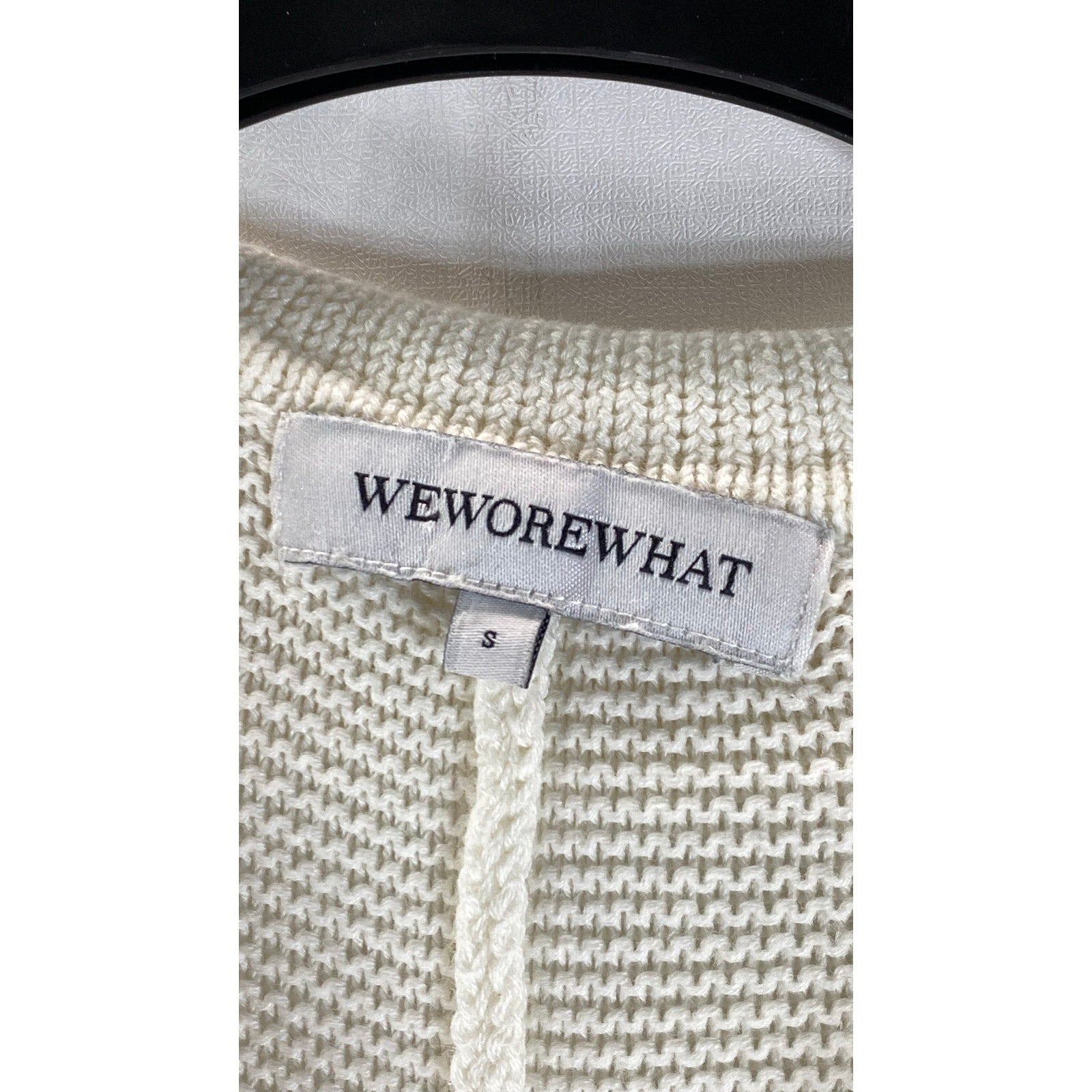 WEWOREWHAT Women's Beige Rib Knit Henley Long Sleeve Sweater Romper SZ S