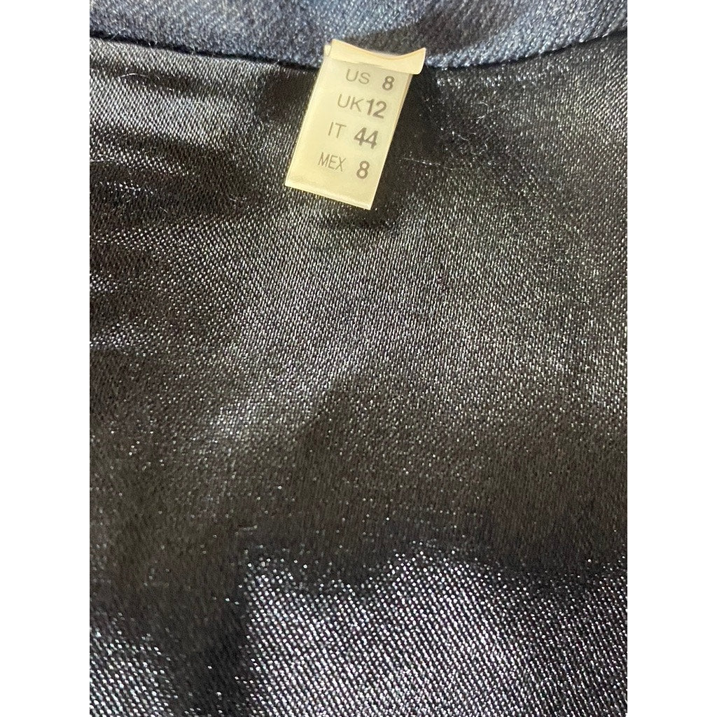 T. TAHARI Women's Dark Gray Single Closure Notch Collar Blazer SZ 8