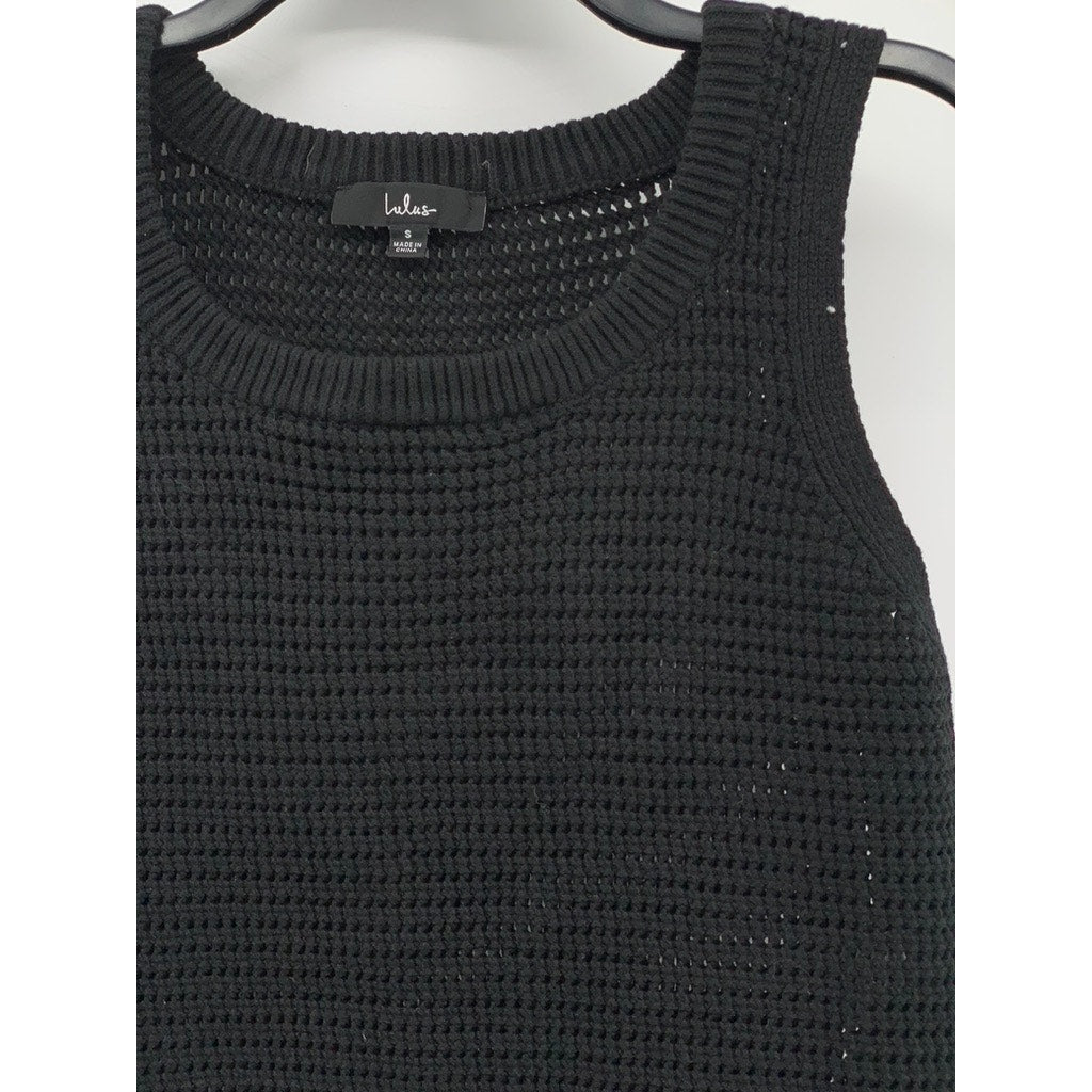 LULUS Women's Black Loose Knit Sweater Tank Top SZ S