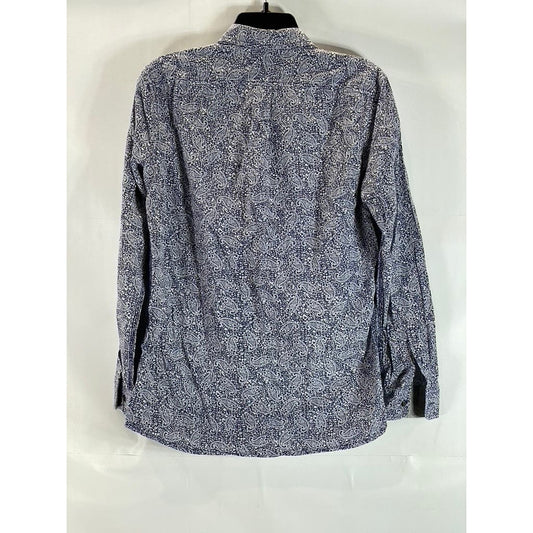 DIESEL Men's Navy/White Paisley Giamma Button-Up Long Sleeve Shirt SZ S