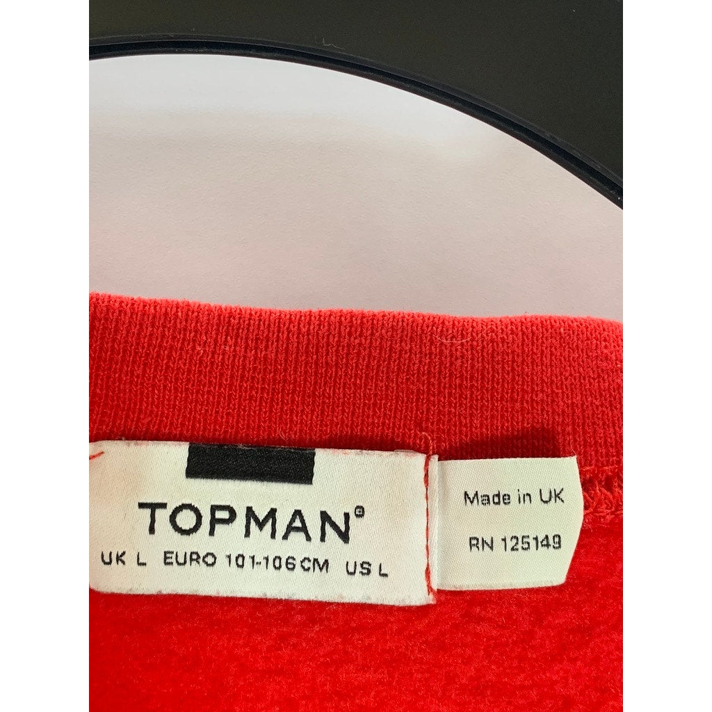 TOPMAN Women's Red Romantic Graphic Crewneck Pullover Sweatshirt SZ L