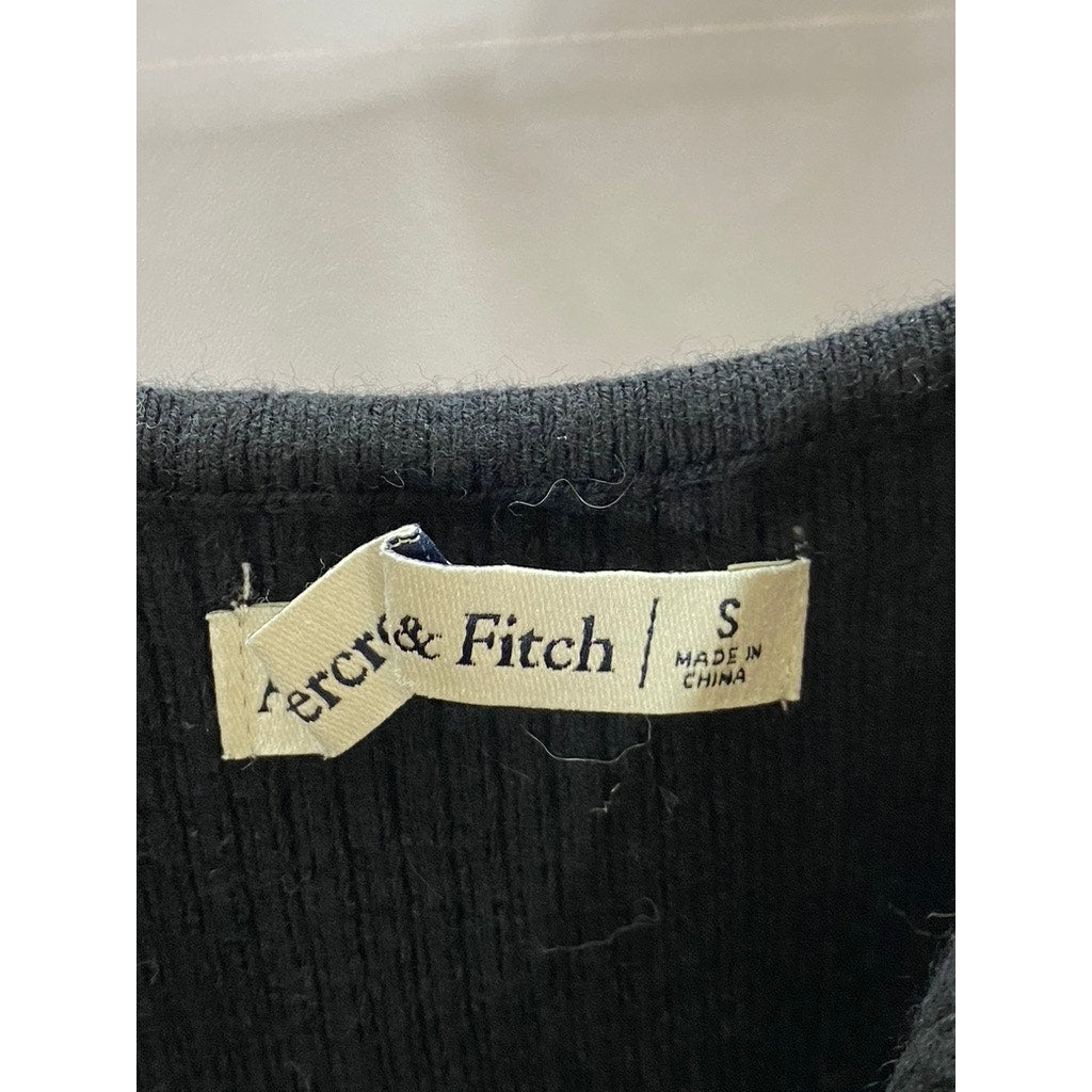 ABERCROMBIE & FITCH Women's Black Knit Ribbed Sweetheart Thong Bodysuit SZ S