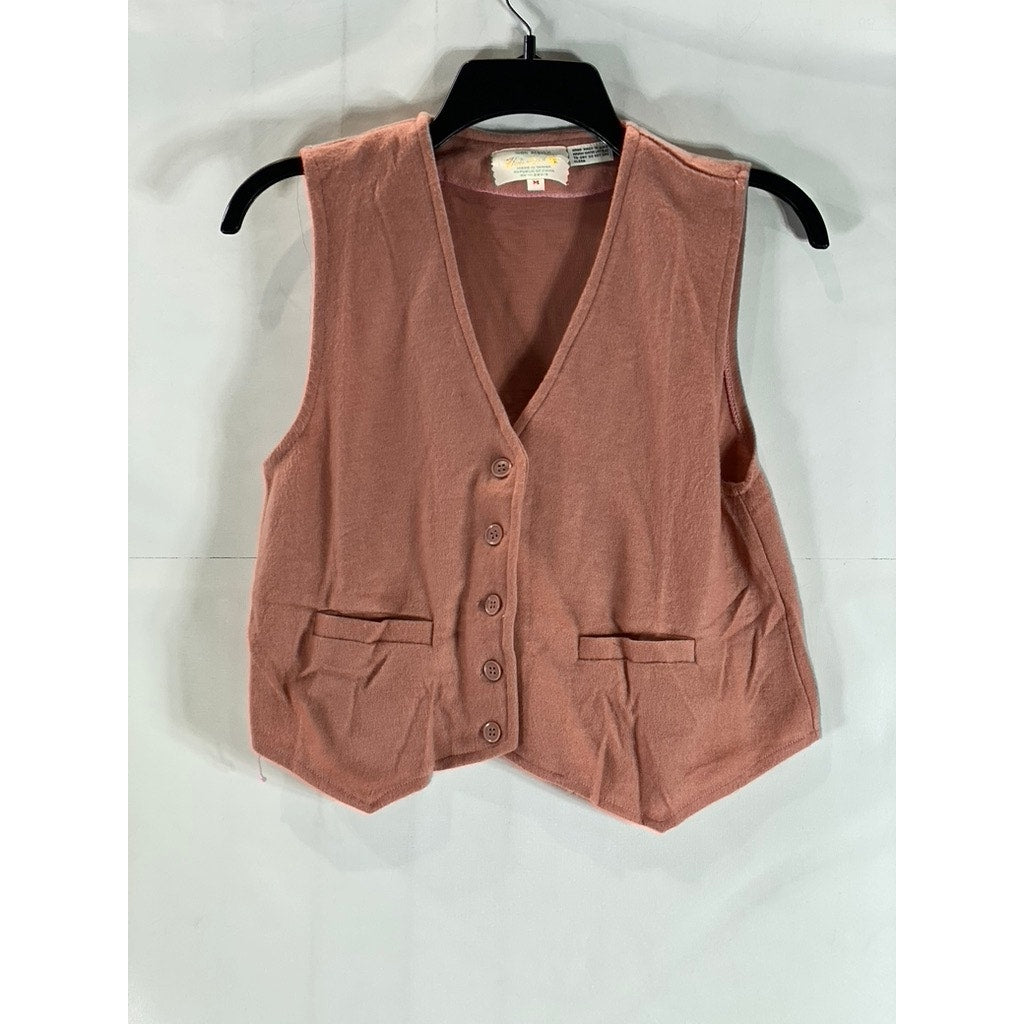 HELEN SUE Women's Rust Vintage Five-Button Sleeveless Vest SZ M