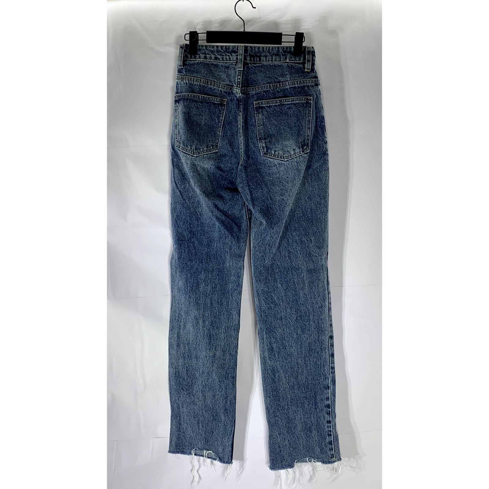SUPERDOWN Women's Dark Blue Denim Raw Hem Straight-Leg Five-Pocket Jean SZ 26