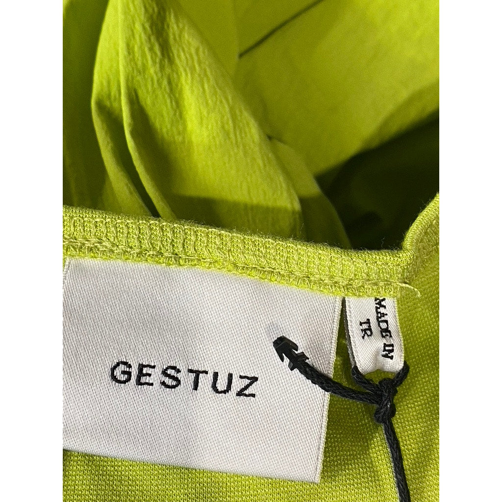 GESTUZ Women's Dark Citron MistGZ Midi Long Sleeve Off The Shoulder Dress SZ S