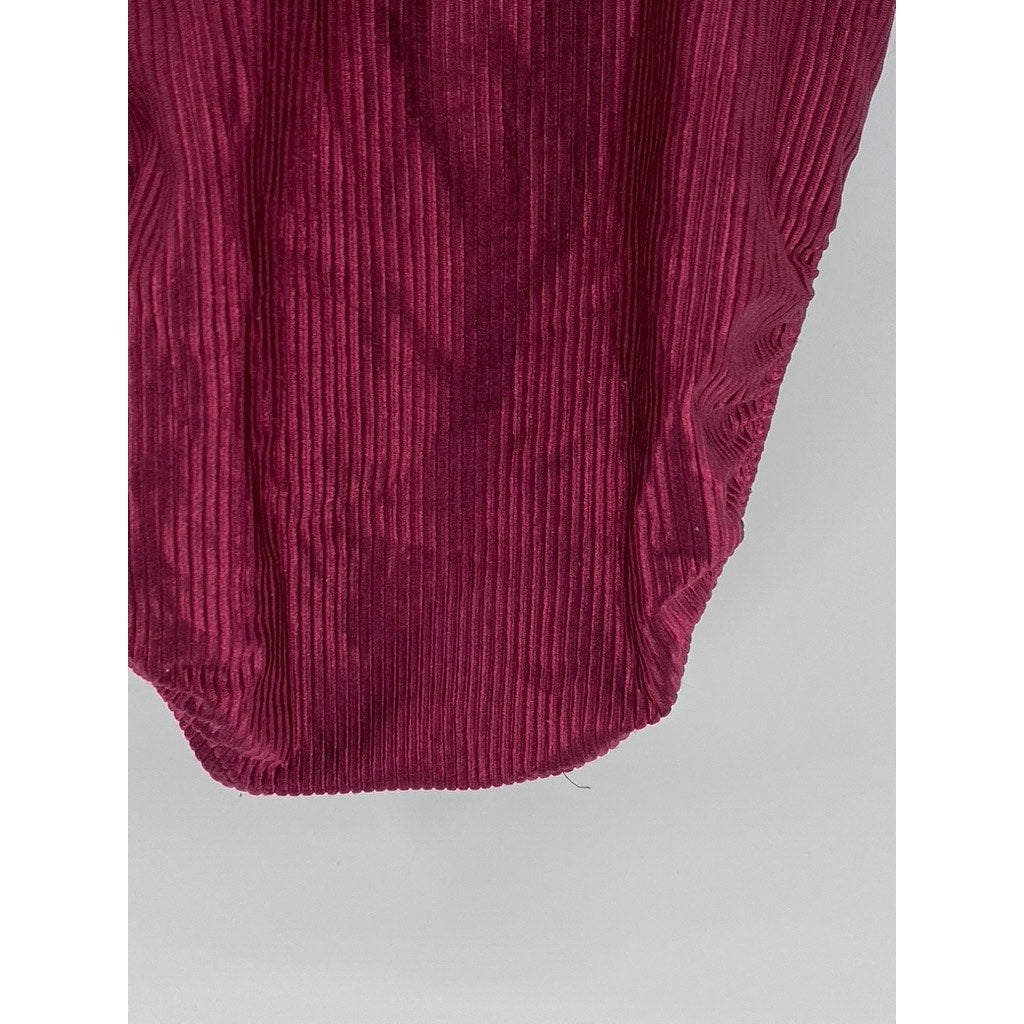 WHITE STAGS Women's Vintage Burgundy Ribbed Scoop-Neck Ribbed Swimsuit SZ 10