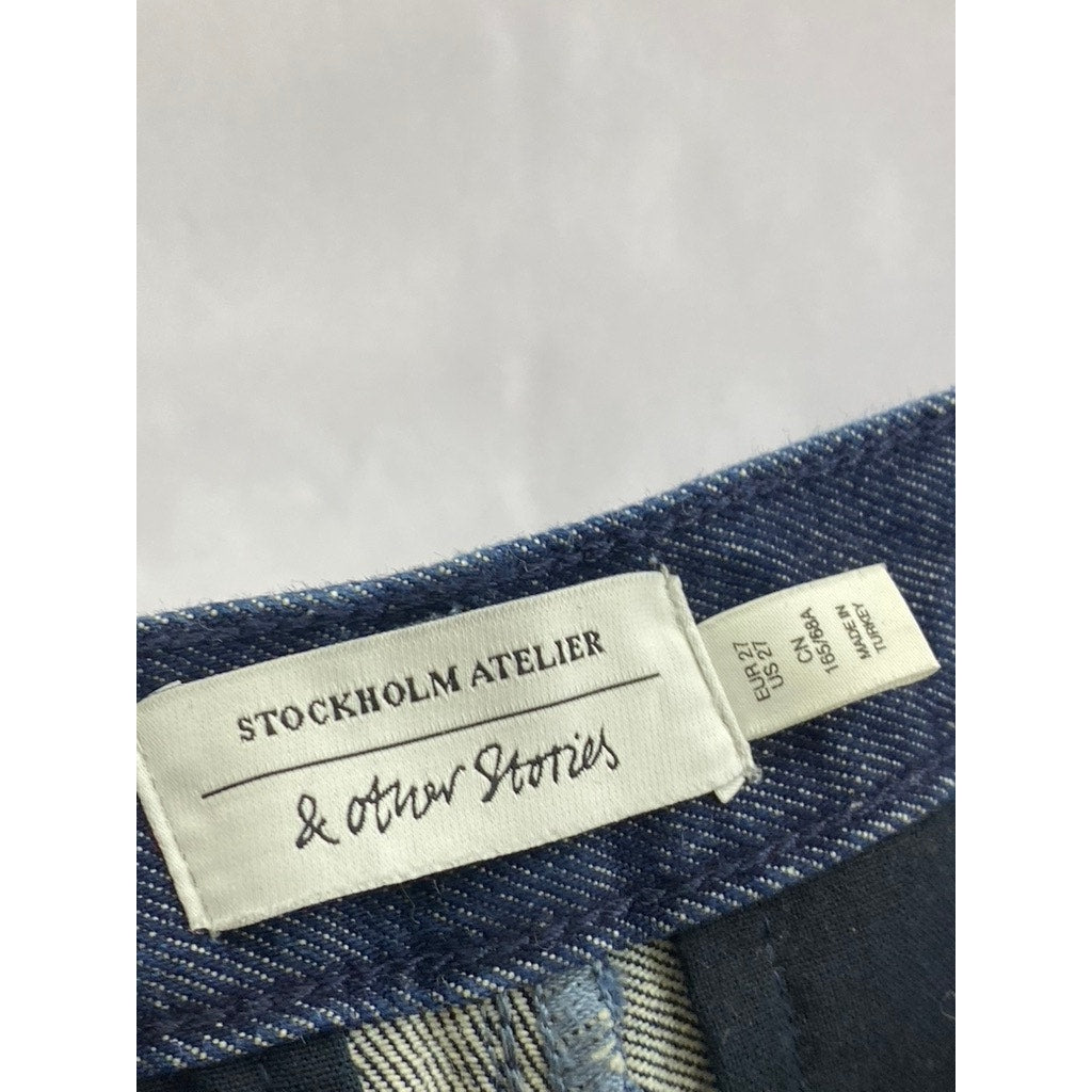 & OTHER STORIES Women's Dark Blue Denim Wide Leg Regular-Fit Jean SZ 27