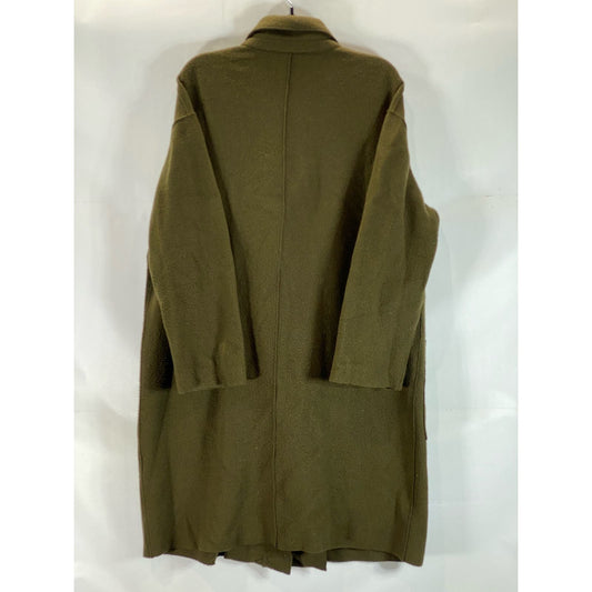 THEORY Men's Army Green Plush Knit Single Button Virgin Wool Coat SZ L
