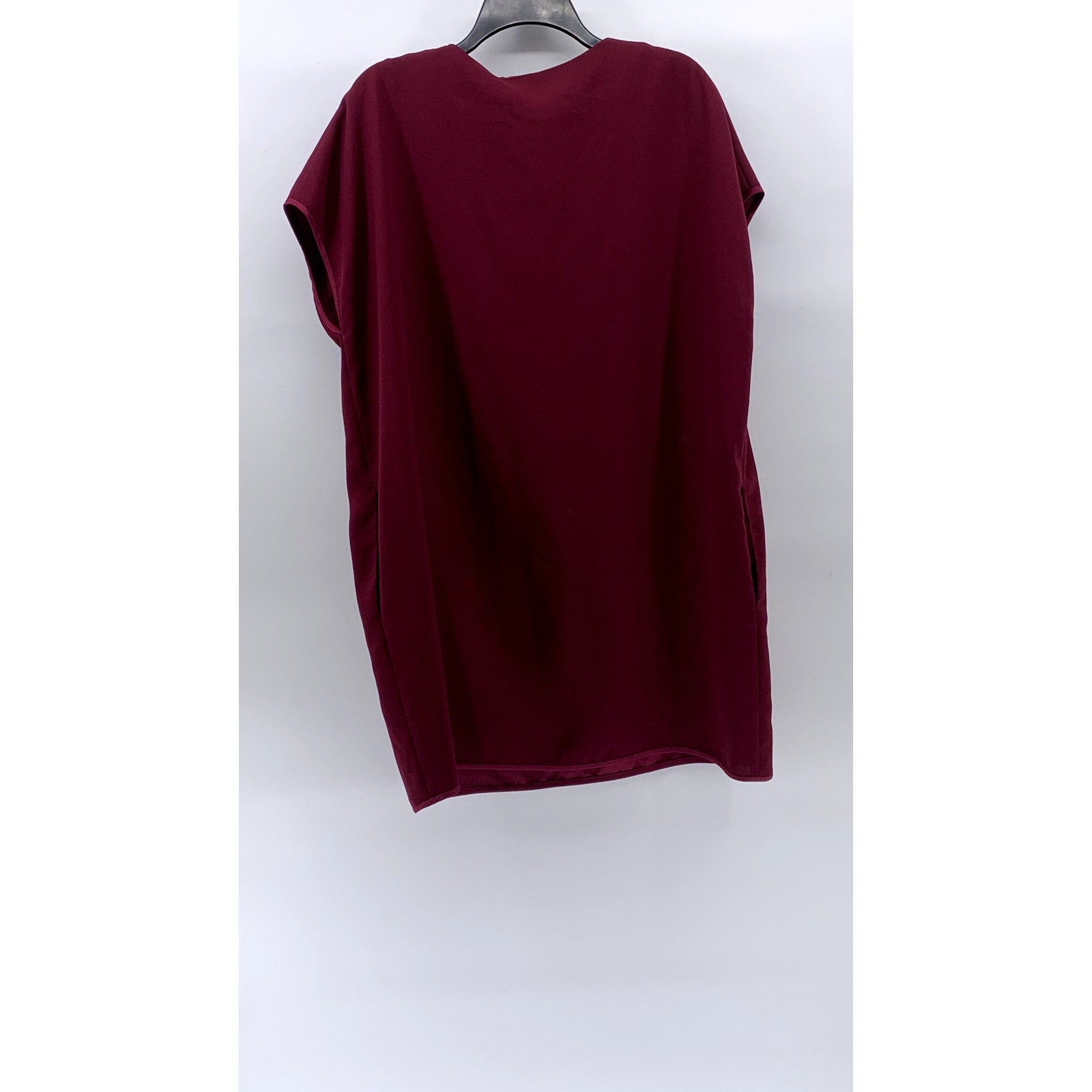 DIANE VON FURSTENBERG Women's Burgundy Split-Neck Kora Short Sleeve Dress SZ S