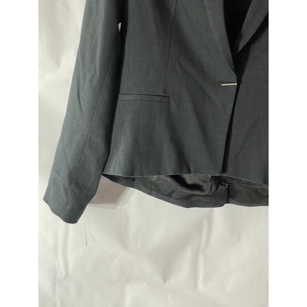 T. TAHARI Women's Dark Gray Single Closure Notch Collar Blazer SZ 8