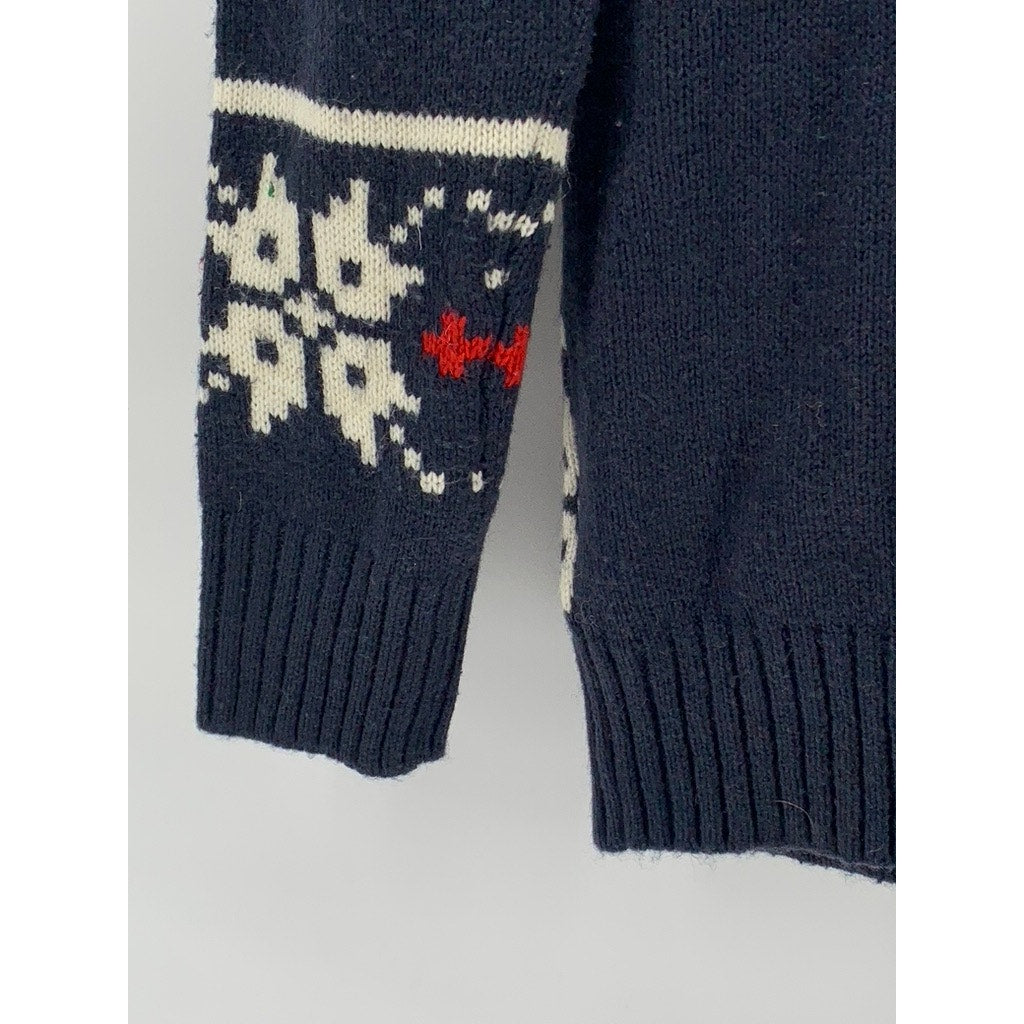 DIVIDED By H&M Men's Navy-White X-Mas Print Shawl Collar Knit Cardigan SZ S