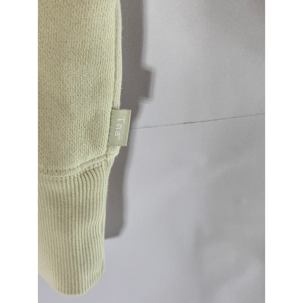 TNA Women's Beige Solid Crewneck SoftFleece Boyfriend Pullover Sweatshirt SZ1(S)