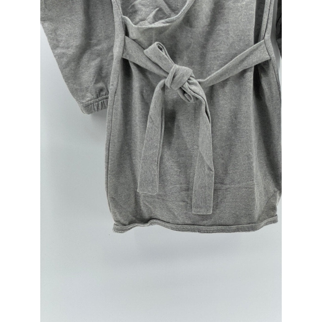 PRETTYLITTLETHING Women's Gray Long Sleeve Faux-Wrap Belted Sweater Dress SZ 4