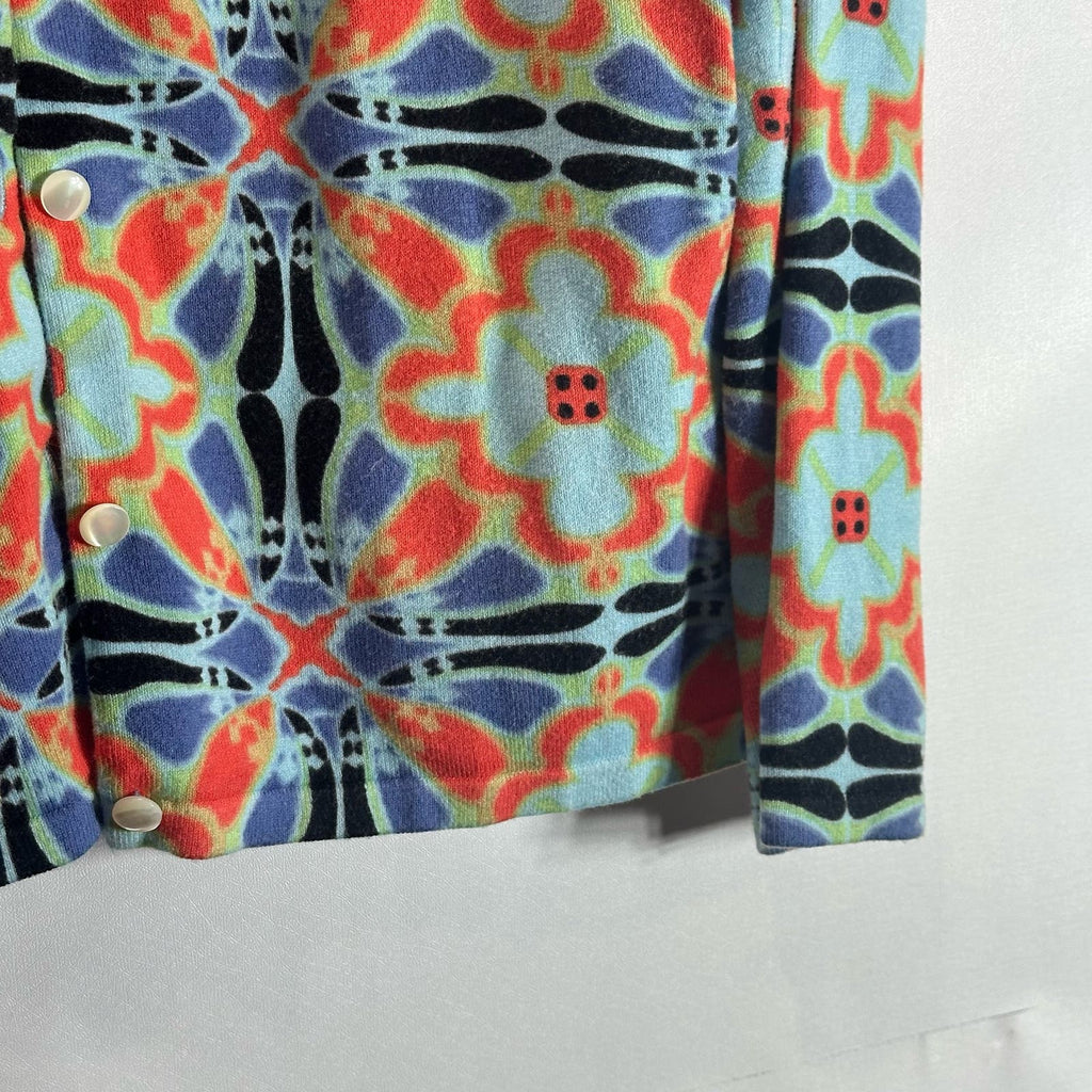 J. MCLAUGHLIN Women's Multi Mosaic Print Button-Up Cardigan Sweater SZ M