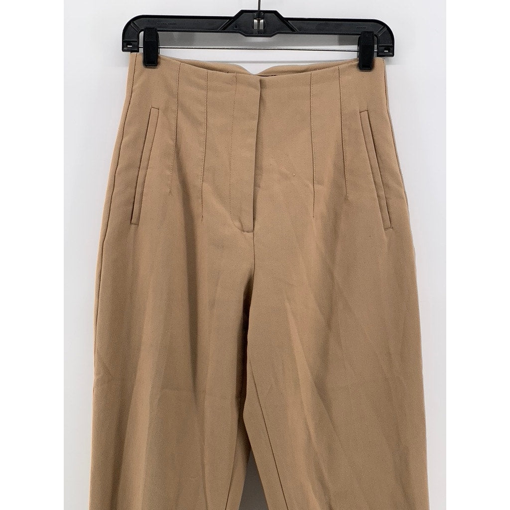 ZARA Women's Tan Slim-Leg High-Rise Pants SZ S