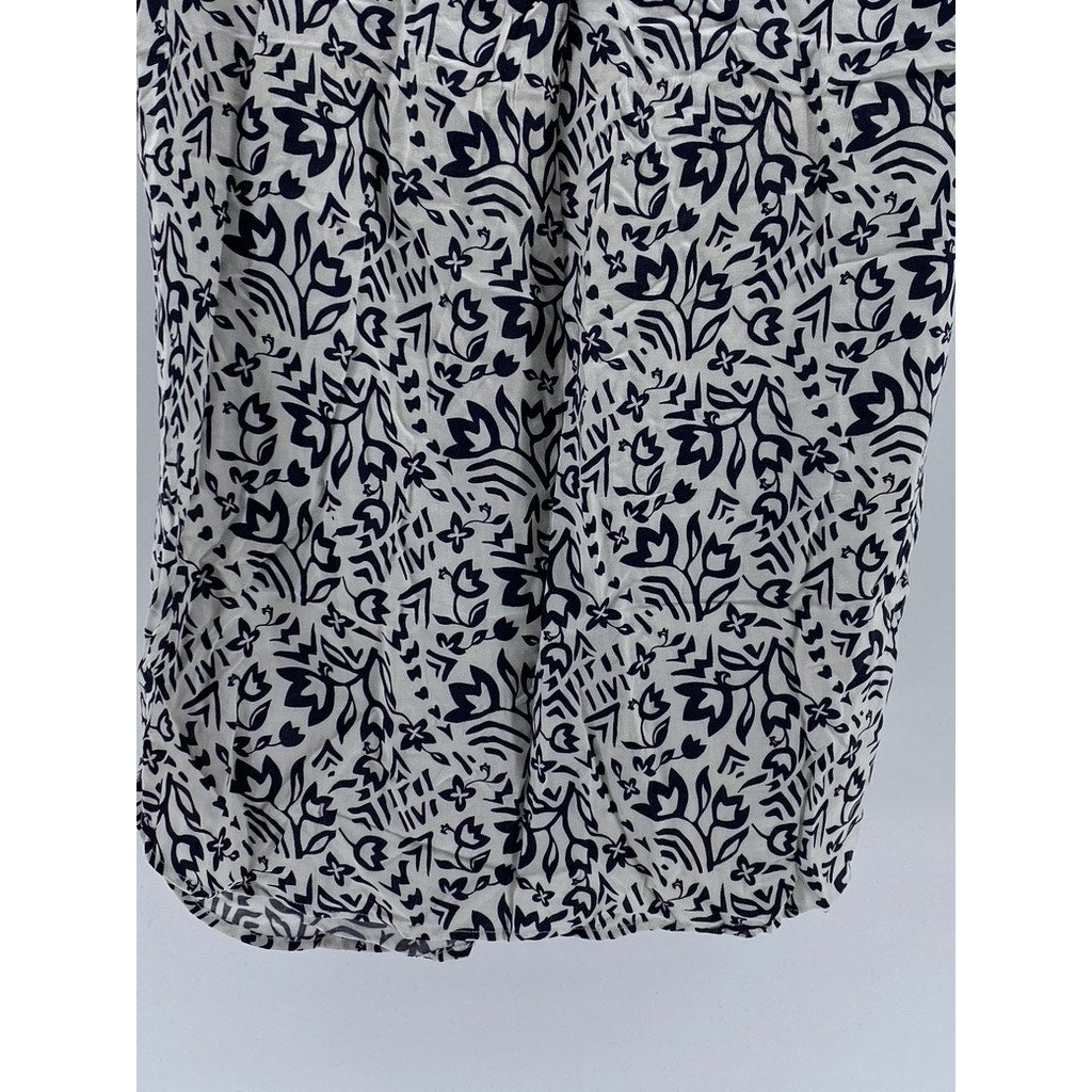 PADLETON Women's Black-White Printed Serephina Half-Button A-Line Dress SZ M