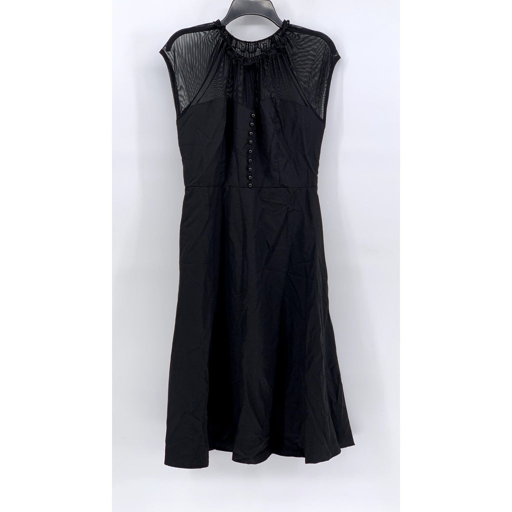 SHEIN Women's Black Mesh Sleeveless A-Line Midi Dress SZ 6