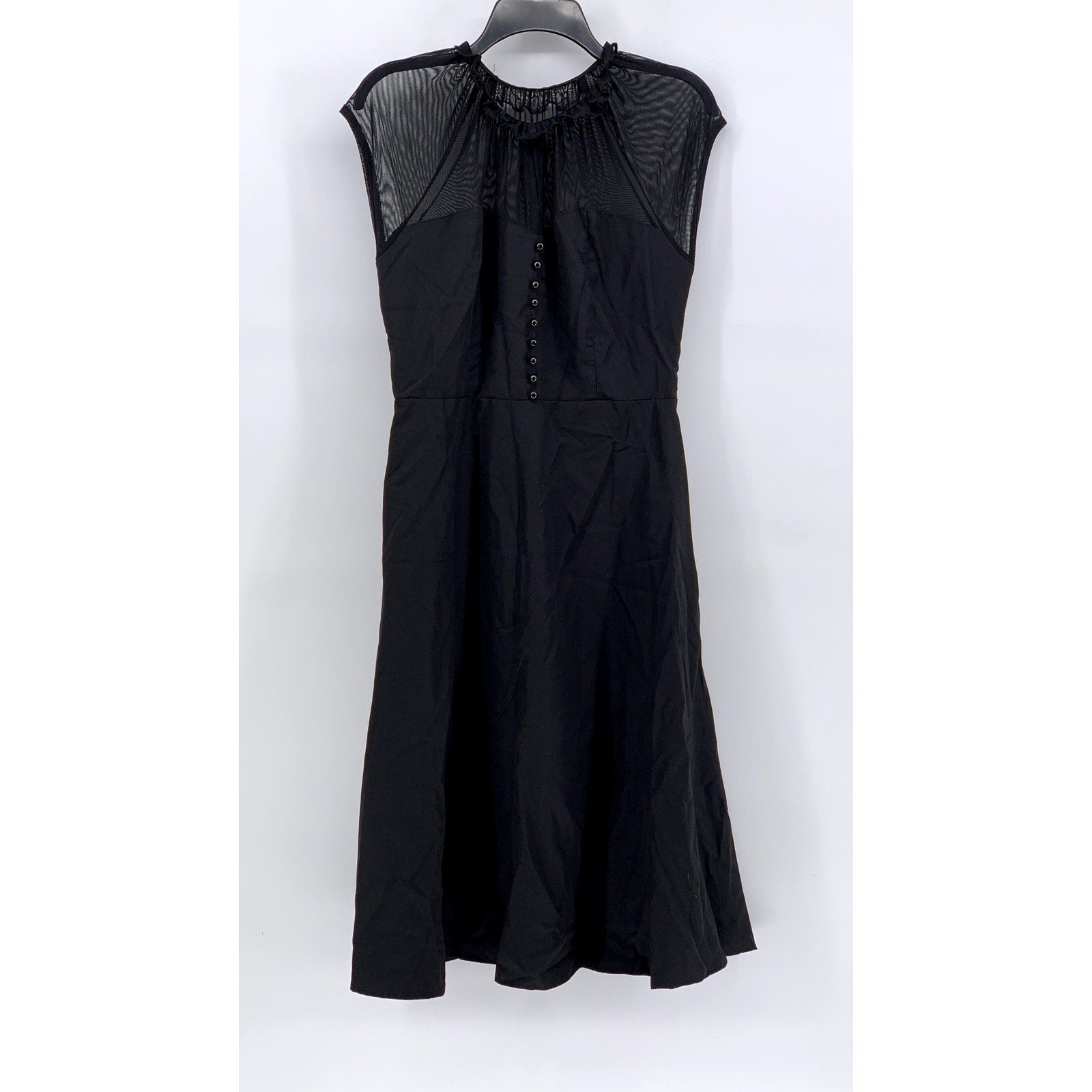 SHEIN Women's Black Mesh Sleeveless A-Line Midi Dress SZ 6