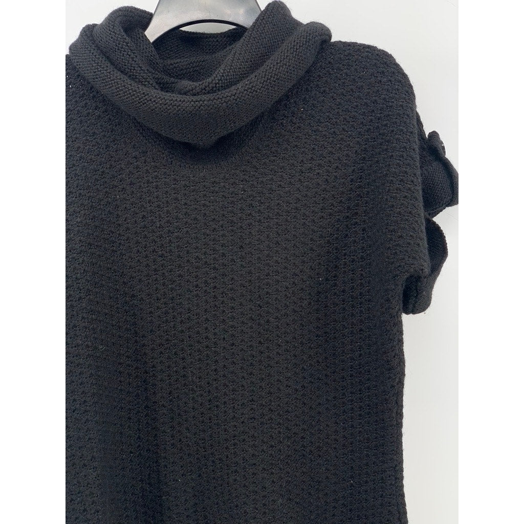 GENFINS COLLECTION Women's Black Knit Cowl-Neck Short Sleeve Top SZ 48(USXL)