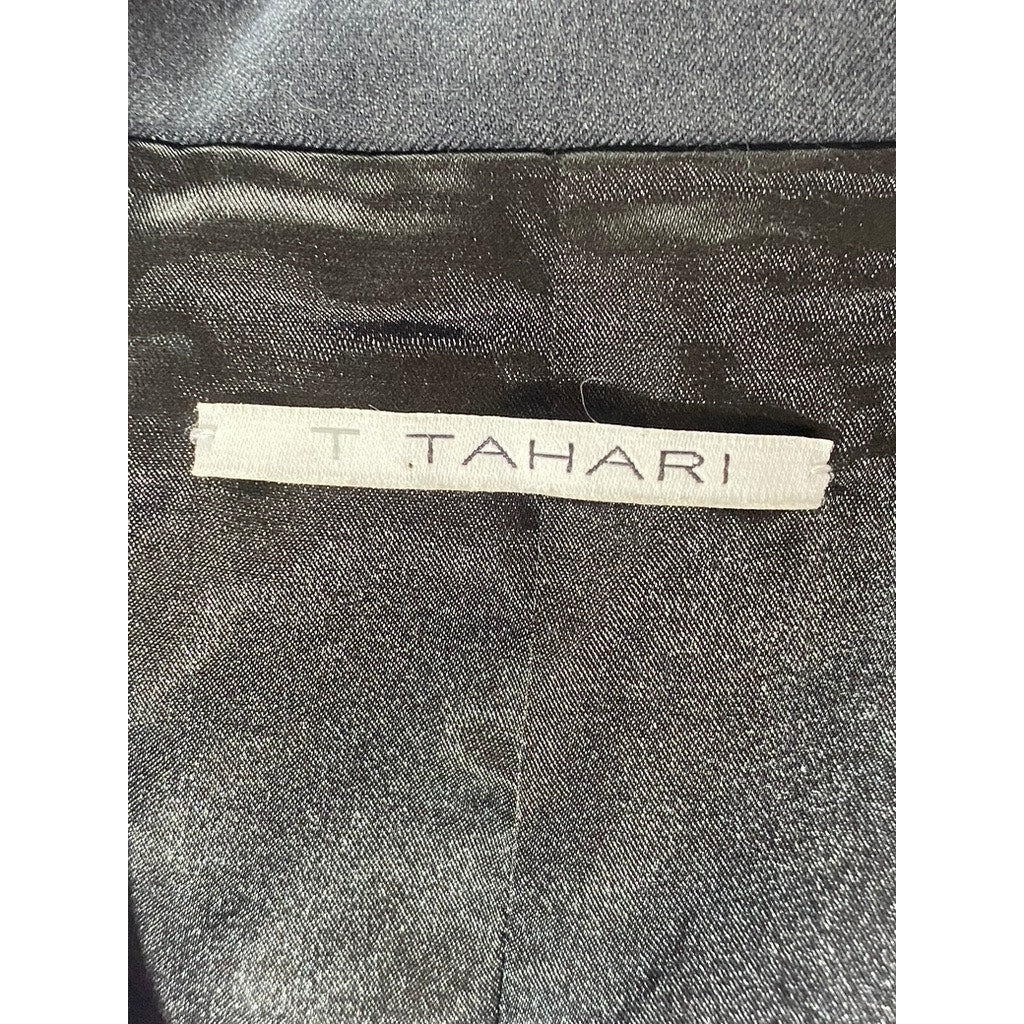 T. TAHARI Women's Dark Gray Single Closure Notch Collar Blazer SZ 8