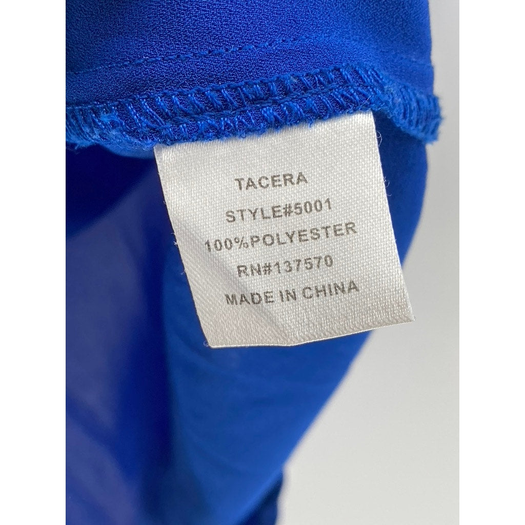 TACERA Women's Blue Zip Up Blouse SIZE L