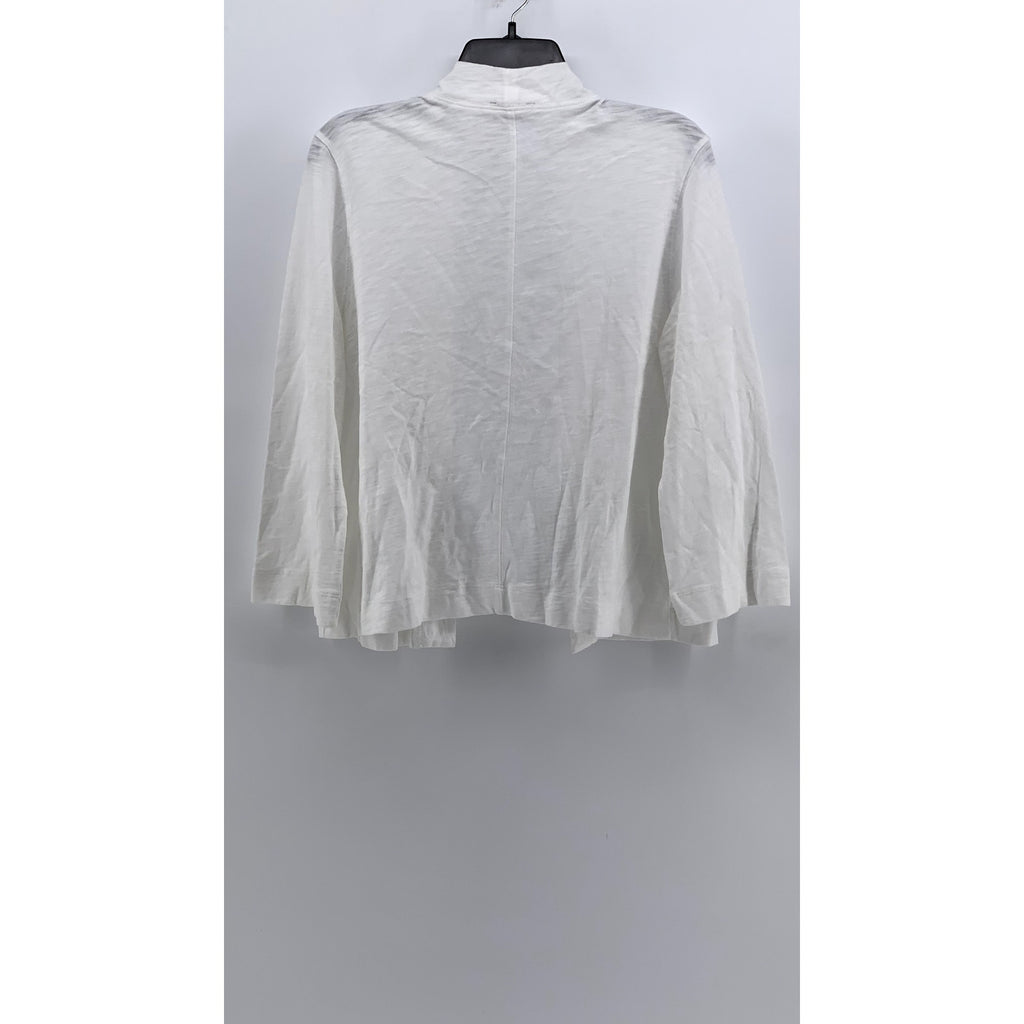 LILLA P Women's White Open Front Cotton Cardigan SZ L