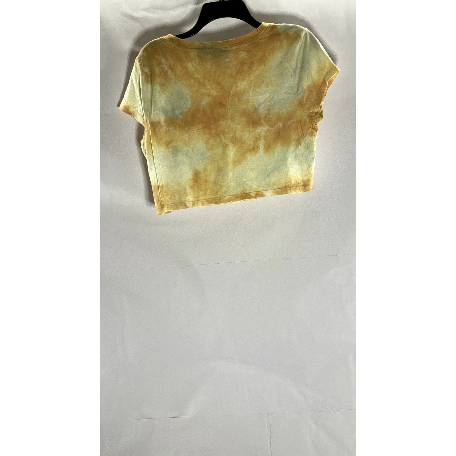 WILD FABLE Women's Yellow/Gold Tie-Dye V-Neck Short Sleeve Crop Top SZ S