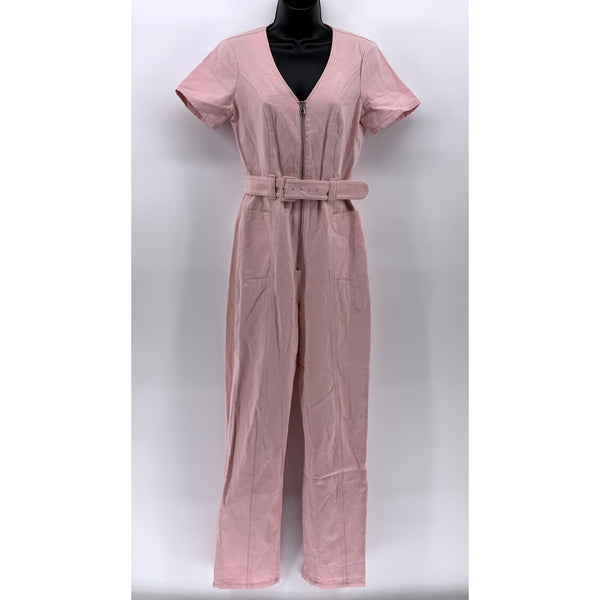 & OTHER STORIES Women's Light Pink Half-Zip Belted Short Sleeve Jumpsuit SZ 4