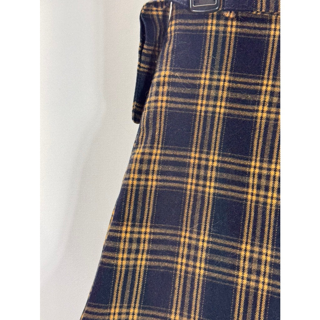 VANS Women's Navy/Yellow Plaid Belted Skort SZ M