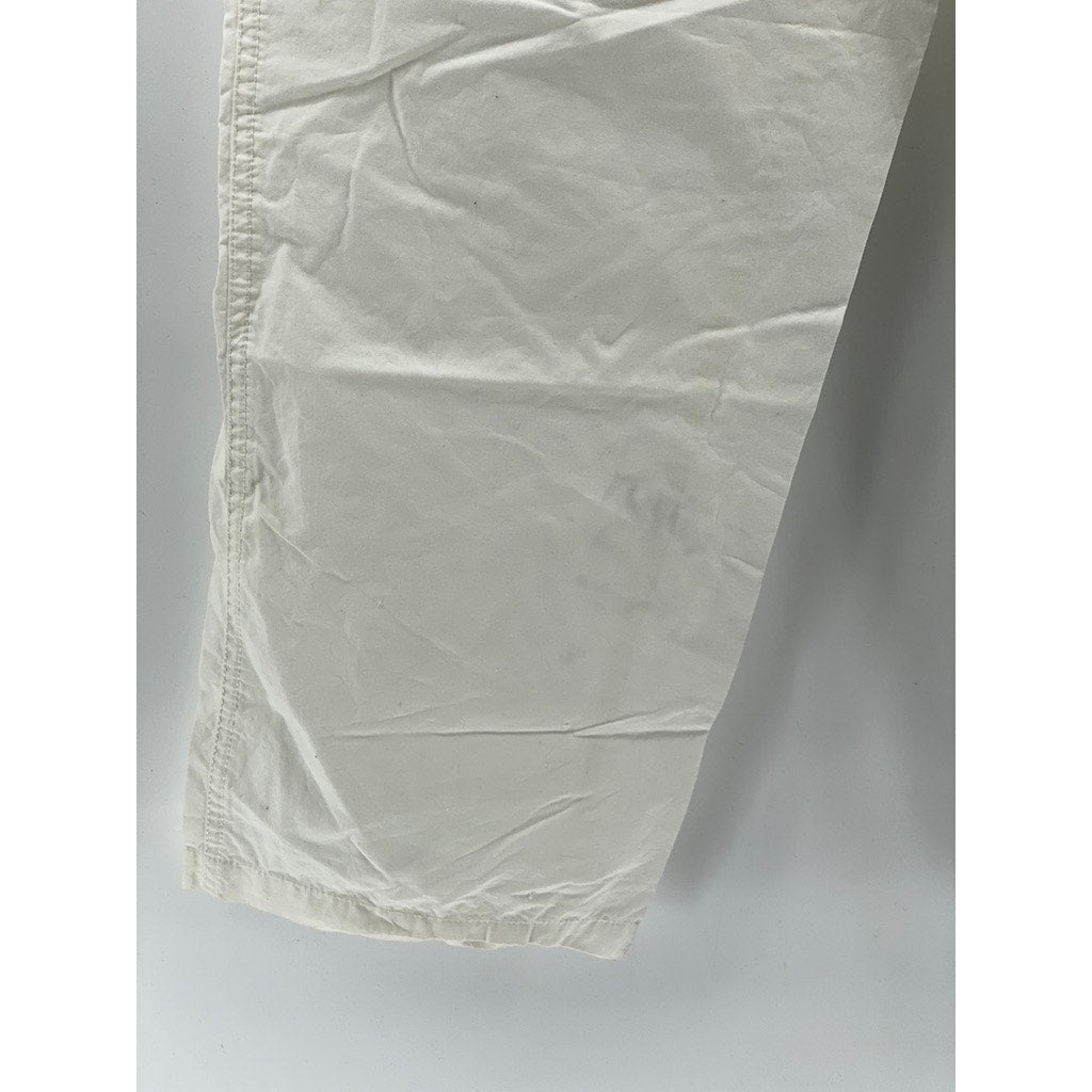 BDG Women's White Drawstring Relaxed-Fit Straight-Leg Pull-On Pants SZ S