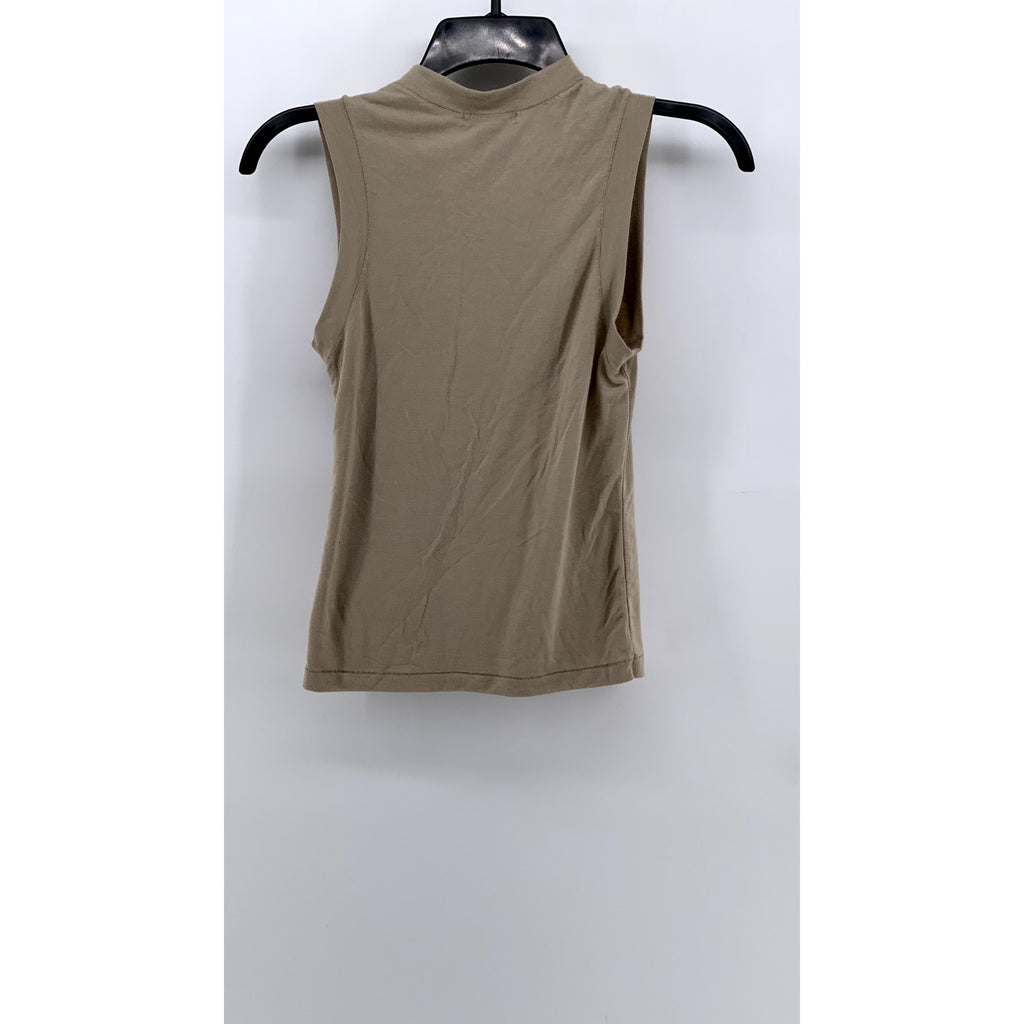 H&M Women's Tan Solid Mock-Neck Sleeveless Top SZ XS
