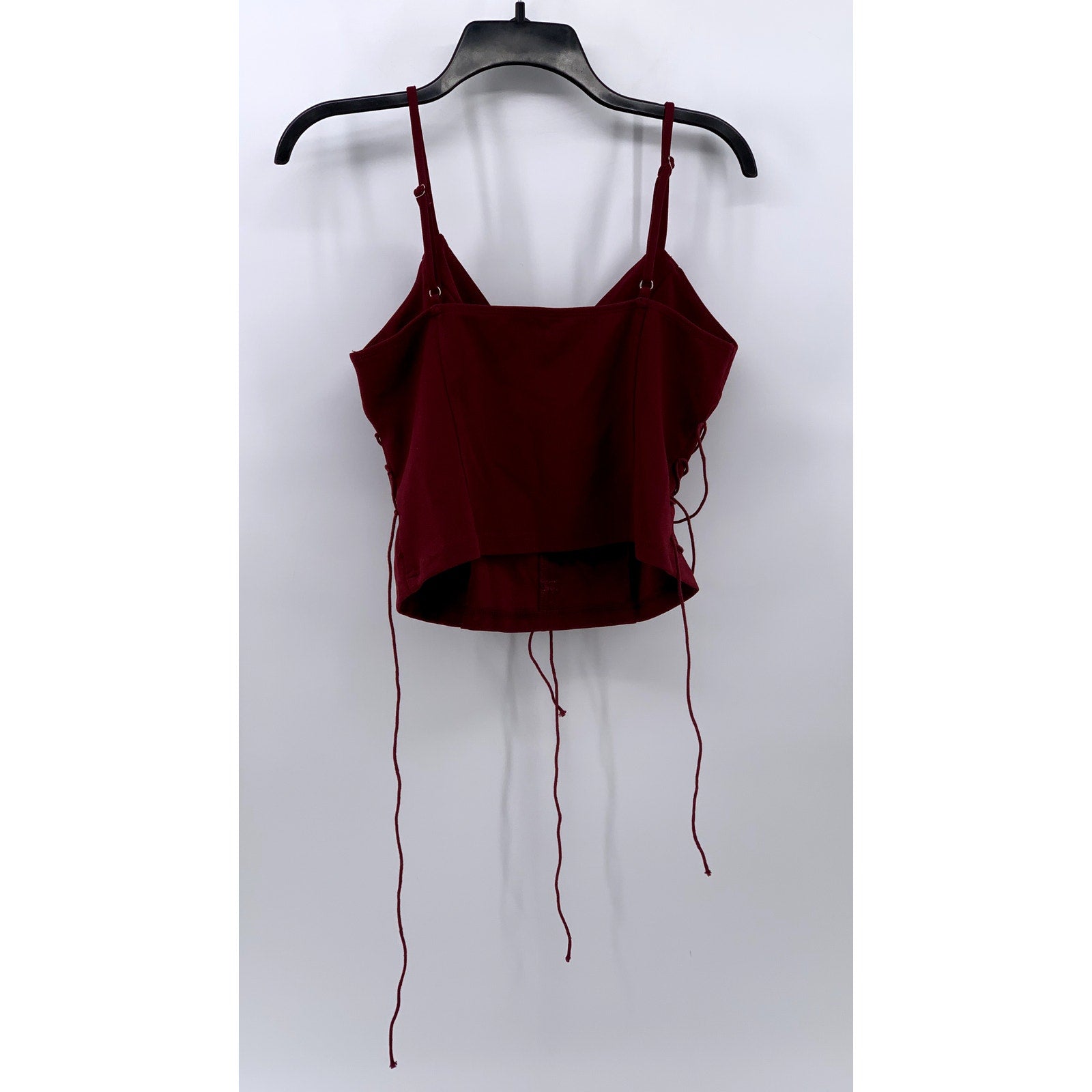 CIDER Women's Wine V-neck Lace-Up Corset Crop Top SZ L(US8)