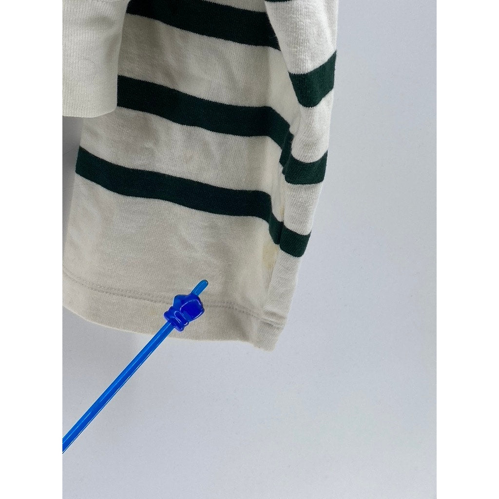 FRAME Women's White-Black Striped Half-Zip Mock Collar Long Sleeve Sweater SZ L